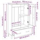 vidaXL Magasfiú Fekete tölgy 70 x 31 x 115 cm Műszaki fa és vas