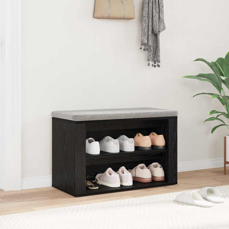 vidaXL Cipőtartó polcokkal Musta tammi 75 x 35 x 45 cm Faanyag