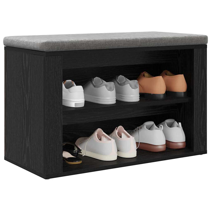 vidaXL Cipőtartó polcokkal Musta tammi 75 x 35 x 45 cm Faanyag