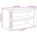 vidaXL Cipőtartó polcokkal Musta tammi 75 x 35 x 45 cm Faanyag
