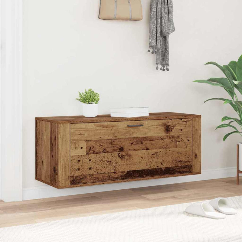 vidaXL Cipőszekrény polcokkal ajtóval Régi fa 100 x 35 x 38 cm Faanyag