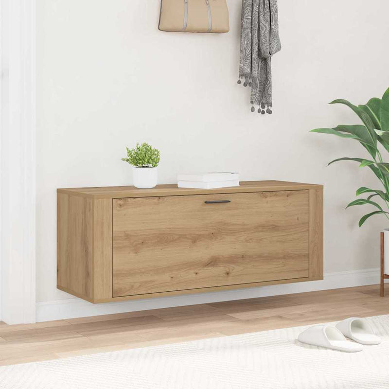 vidaXL Cipőszekrény polcokkal kézműves tölgy 100 x 35 x 38 cm Faanyag
