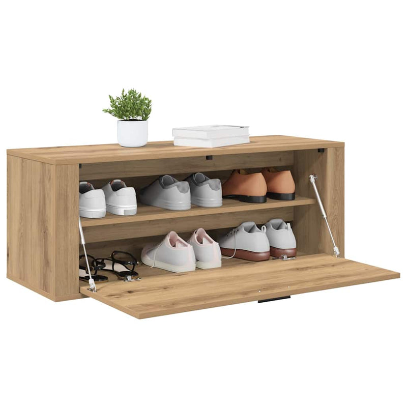vidaXL Cipőszekrény polcokkal kézműves tölgy 100 x 35 x 38 cm Faanyag