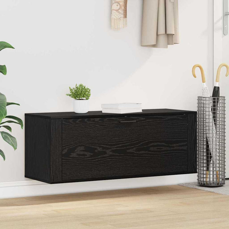 vidaXL Cipőszekrény polcokkal Musta tammi 100 x 35 x 38 cm Faanyag