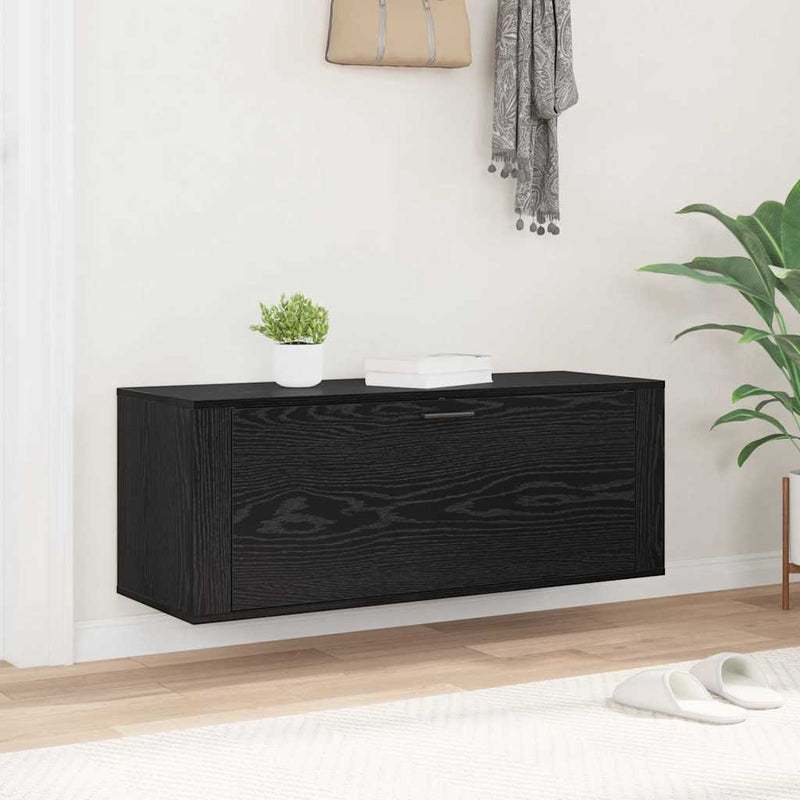 vidaXL Cipőszekrény polcokkal Musta tammi 100 x 35 x 38 cm Faanyag
