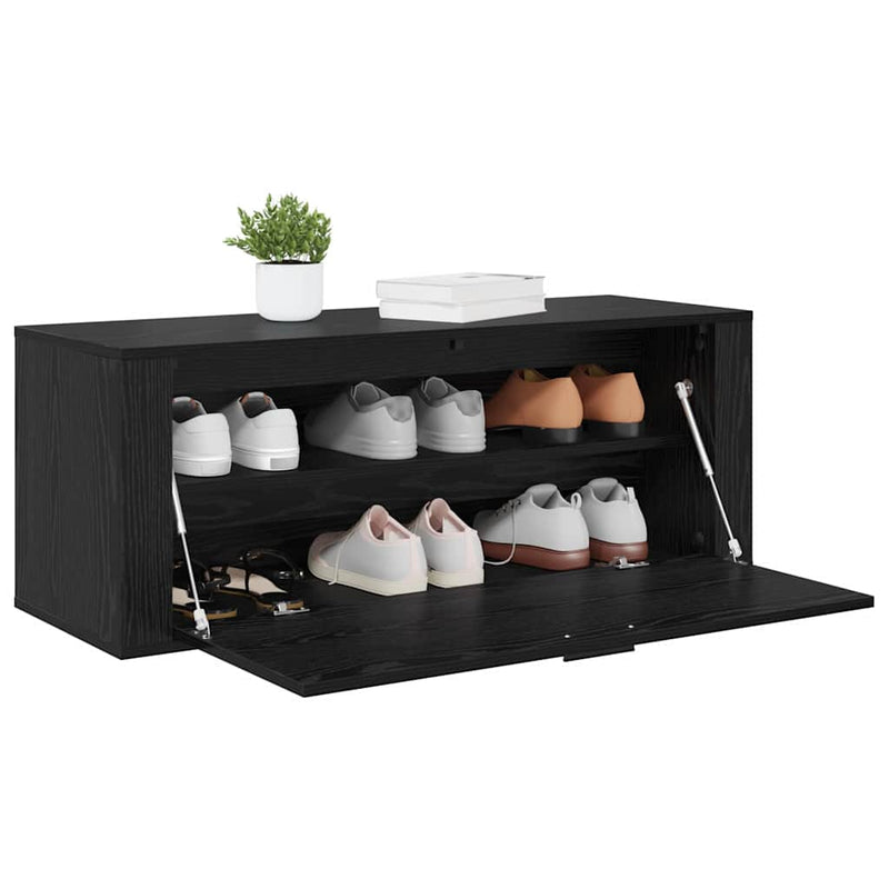 vidaXL Cipőszekrény polcokkal Musta tammi 100 x 35 x 38 cm Faanyag