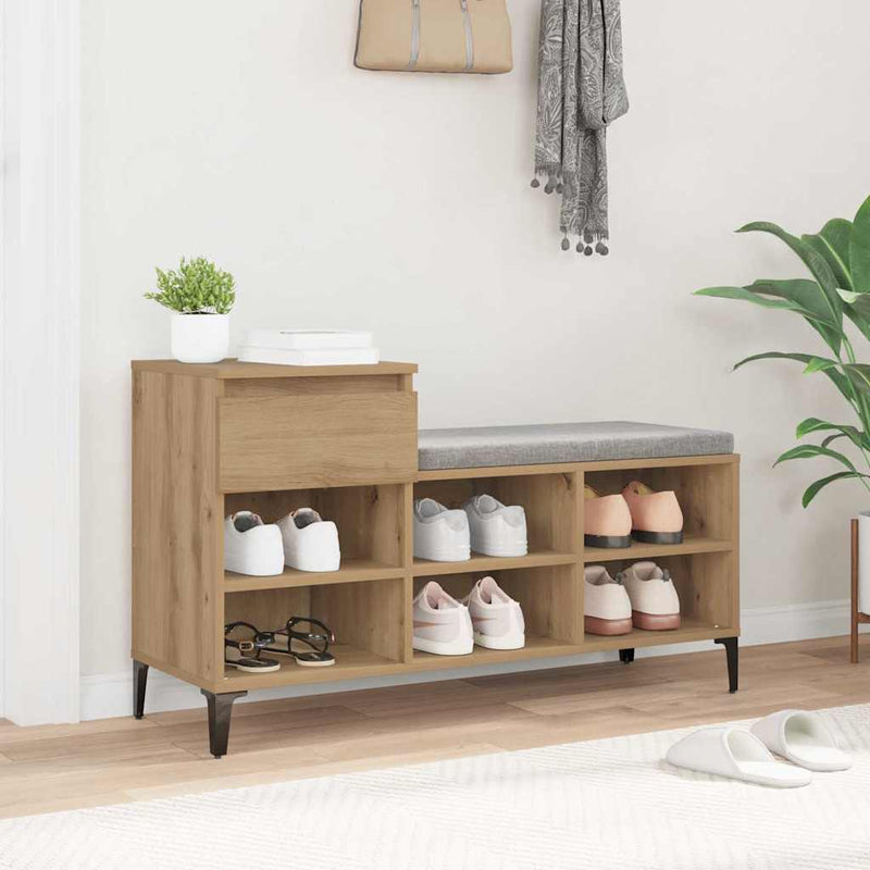 vidaXL Cipőszekrény fiókkal kézműves tölgy 102 x 36 x 60 cm Faanyag