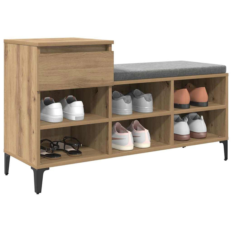 vidaXL Cipőszekrény fiókkal kézműves tölgy 102 x 36 x 60 cm Faanyag