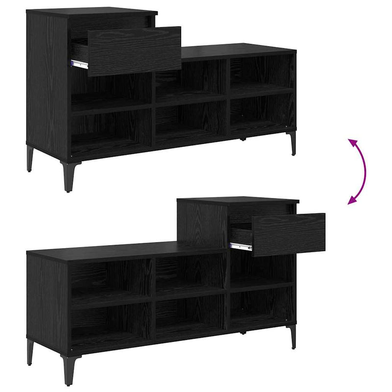 vidaXL Cipőszekrény fiókkal Musta tammi 102 x 36 x 60 cm Faanyag