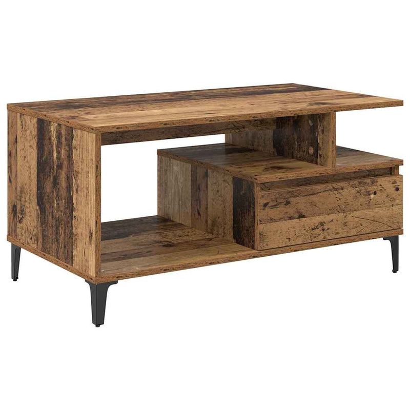 vidaXL Dohányzóasztal with Drawer Régi fa 90 x 49 x 45 cm Faanyag