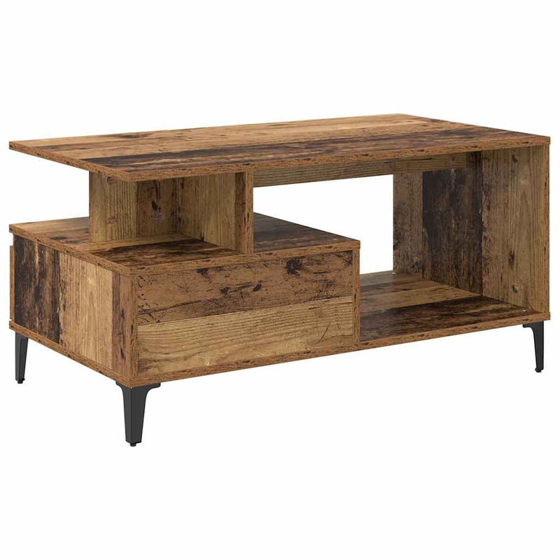 vidaXL Dohányzóasztal with Drawer Régi fa 90 x 49 x 45 cm Faanyag