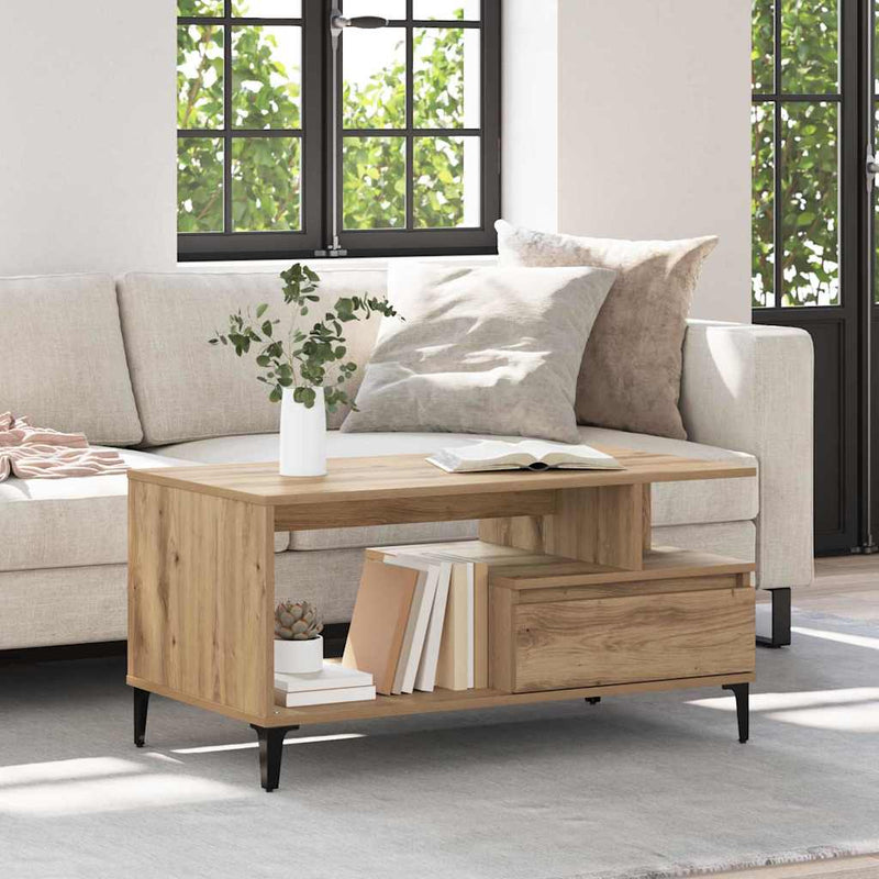 vidaXL Dohányzóasztal kézműves tölgy 90 x 49 x 45 cm Faanyag