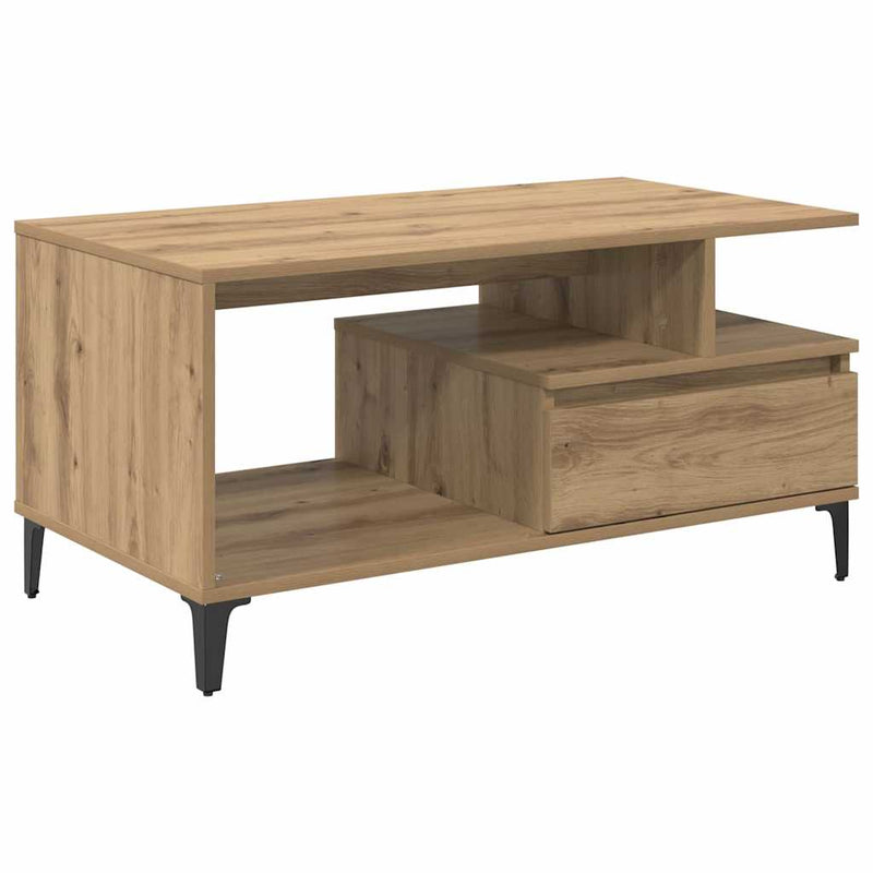 vidaXL Dohányzóasztal kézműves tölgy 90 x 49 x 45 cm Faanyag