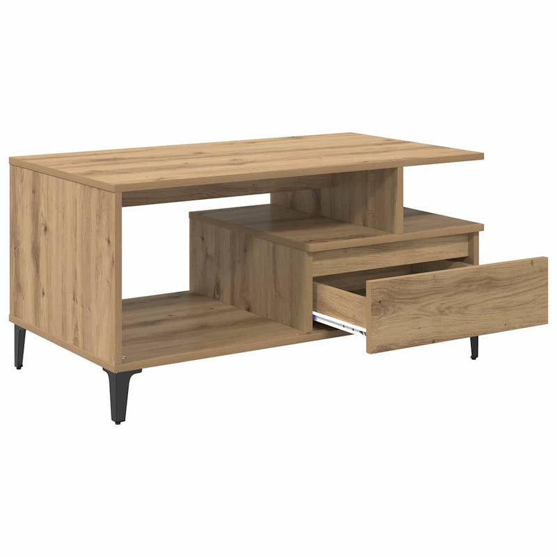 vidaXL Dohányzóasztal kézműves tölgy 90 x 49 x 45 cm Faanyag