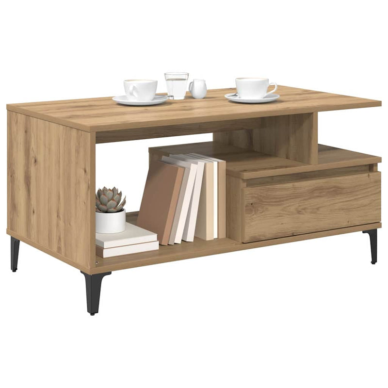 vidaXL Dohányzóasztal kézműves tölgy 90 x 49 x 45 cm Faanyag