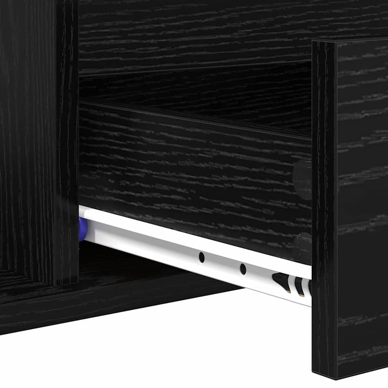 vidaXL Dohányzóasztal with Drawer Musta tammi 90 x 49 x 45 cm Faanyag