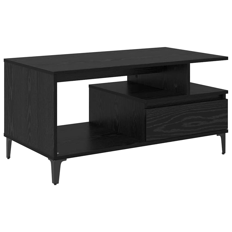 vidaXL Dohányzóasztal with Drawer Musta tammi 90 x 49 x 45 cm Faanyag