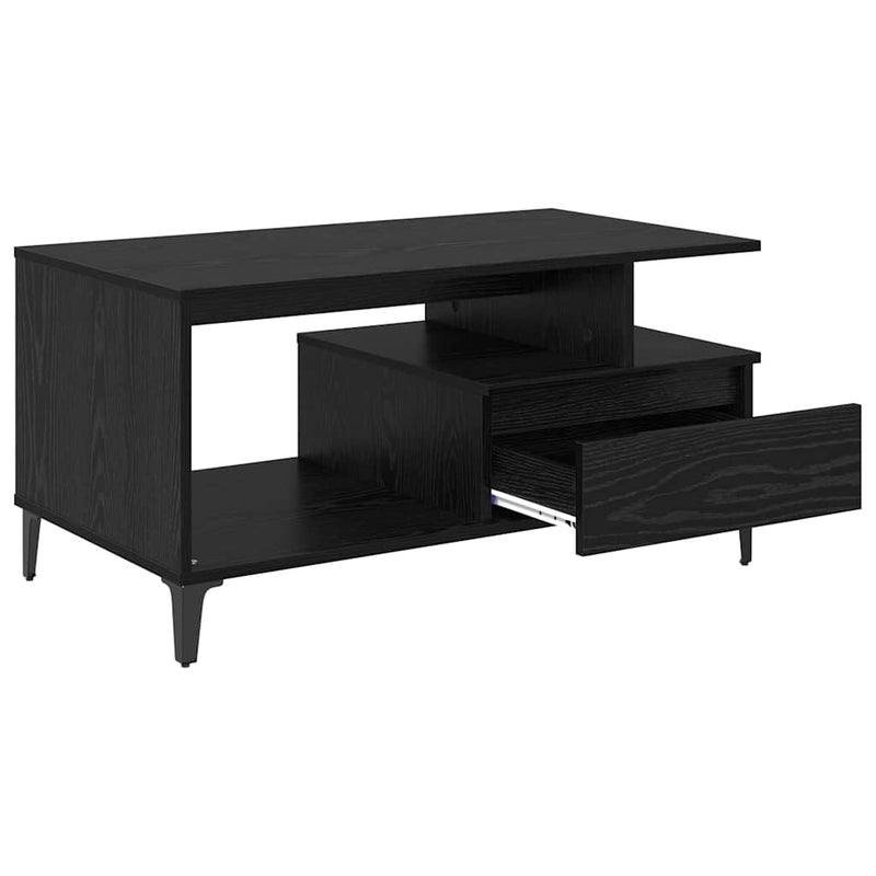 vidaXL Dohányzóasztal with Drawer Musta tammi 90 x 49 x 45 cm Faanyag