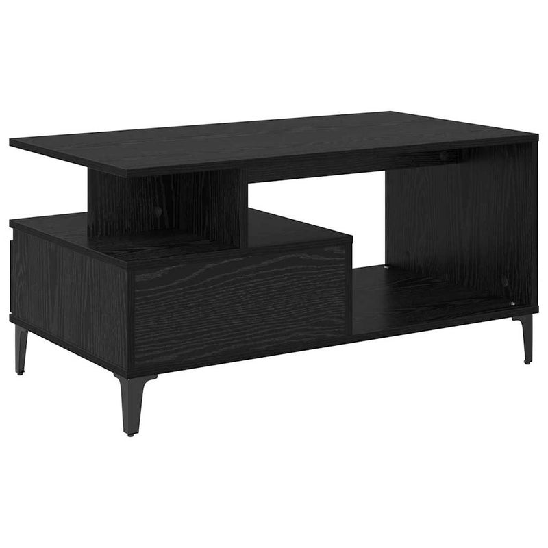 vidaXL Dohányzóasztal with Drawer Musta tammi 90 x 49 x 45 cm Faanyag