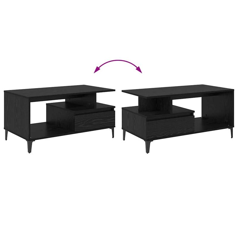 vidaXL Dohányzóasztal with Drawer Musta tammi 90 x 49 x 45 cm Faanyag