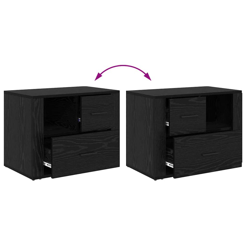 vidaXL Éjjeliszekrény fiókkal Musta tammi 60 x 36 x 45 cm Faanyag