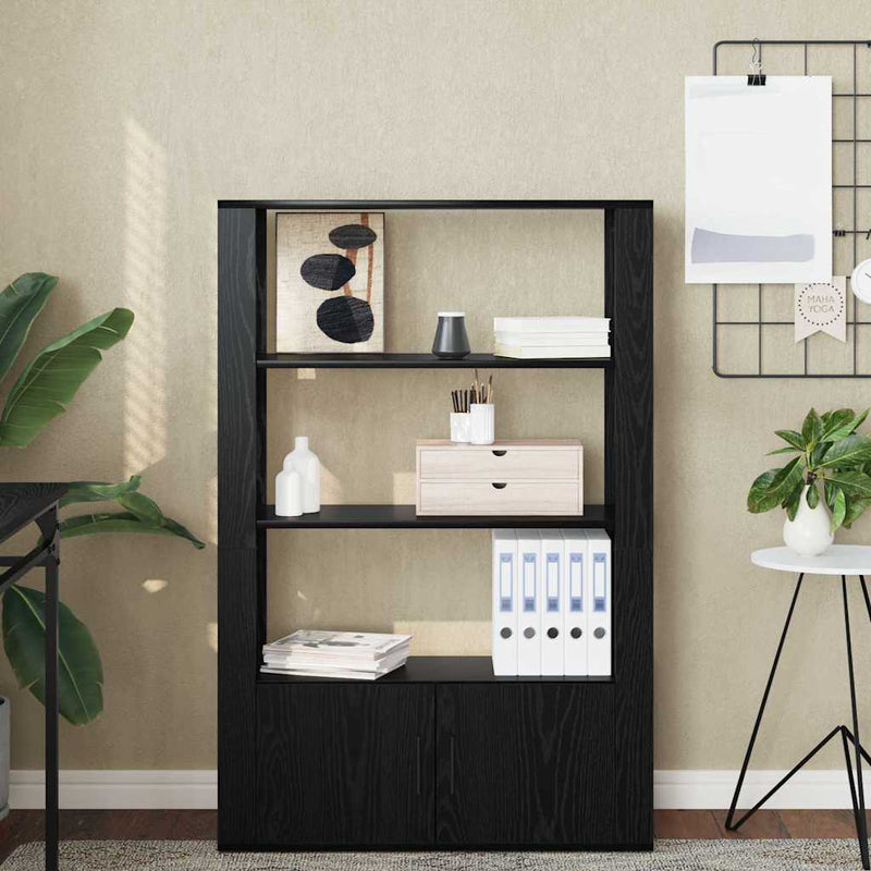 vidaXL Széf Musta tammi 30 x 80 x 119.5 cm Faanyag