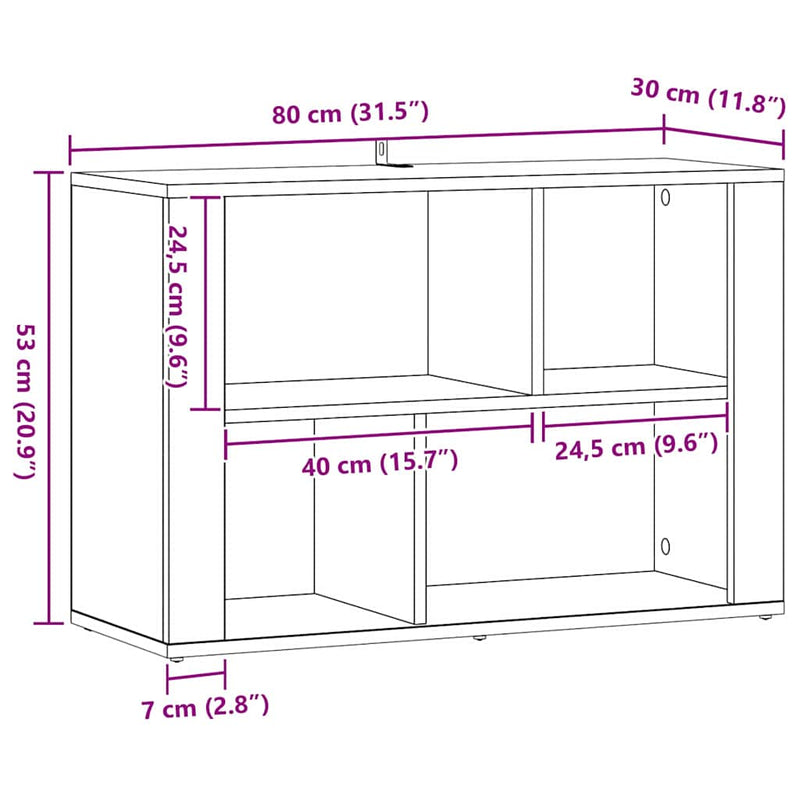 vidaXL Széf Fekete tölgy 80 x 30 x 53 cm Faanyag