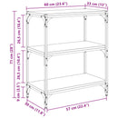 vidaXL Könyvespolc 3 szintes 60 x 33 x 70,5 cm Műszaki fa és vas
