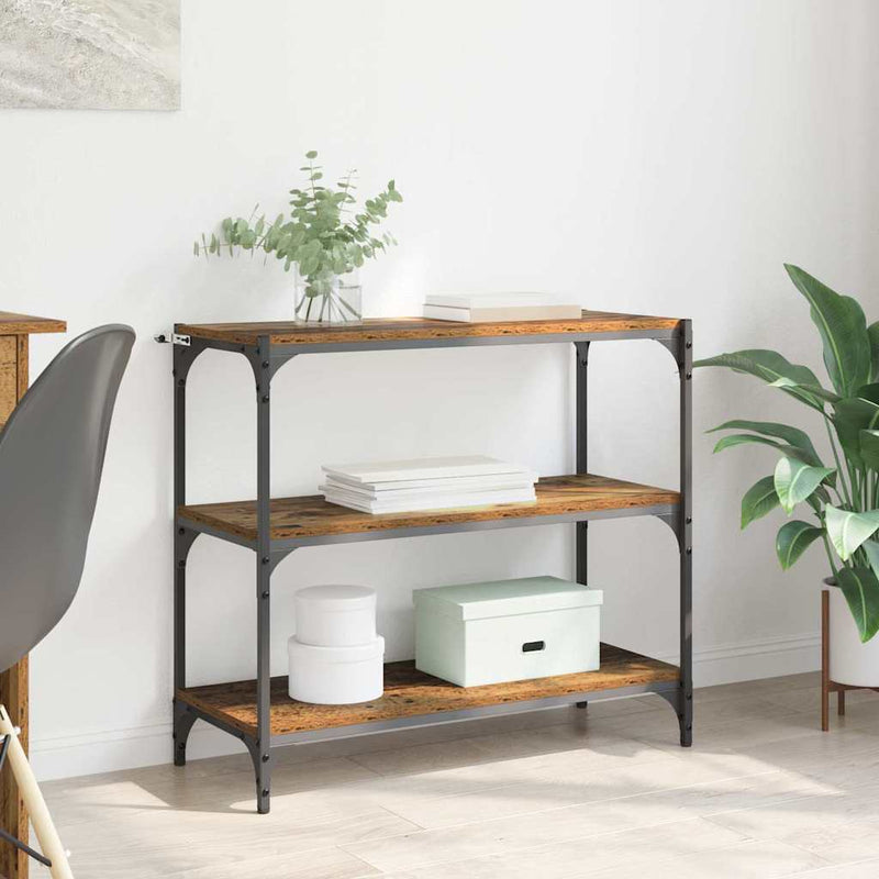 vidaXL Könyvespolc Öreg fa 80 x 33 x 70,5 cm Műszaki fa és vas