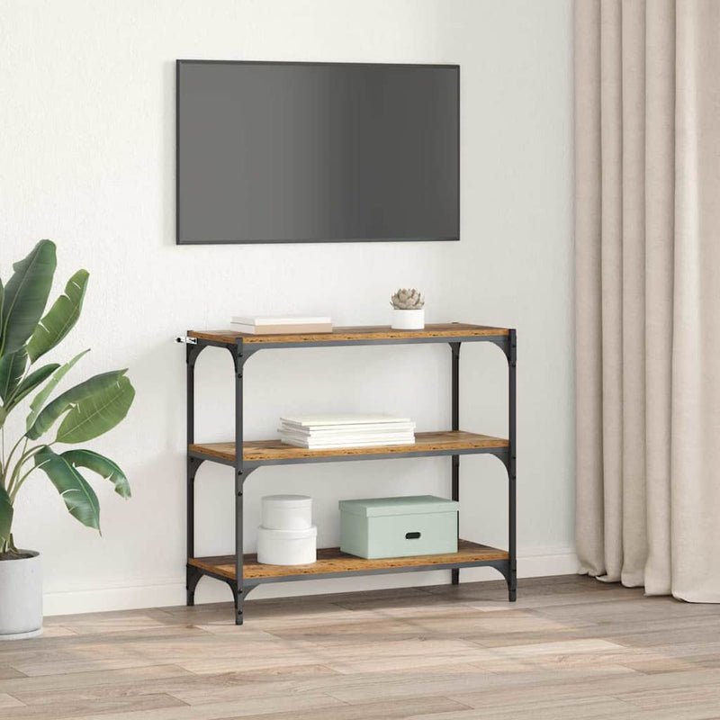 vidaXL Könyvespolc Öreg fa 80 x 33 x 70,5 cm Műszaki fa és vas