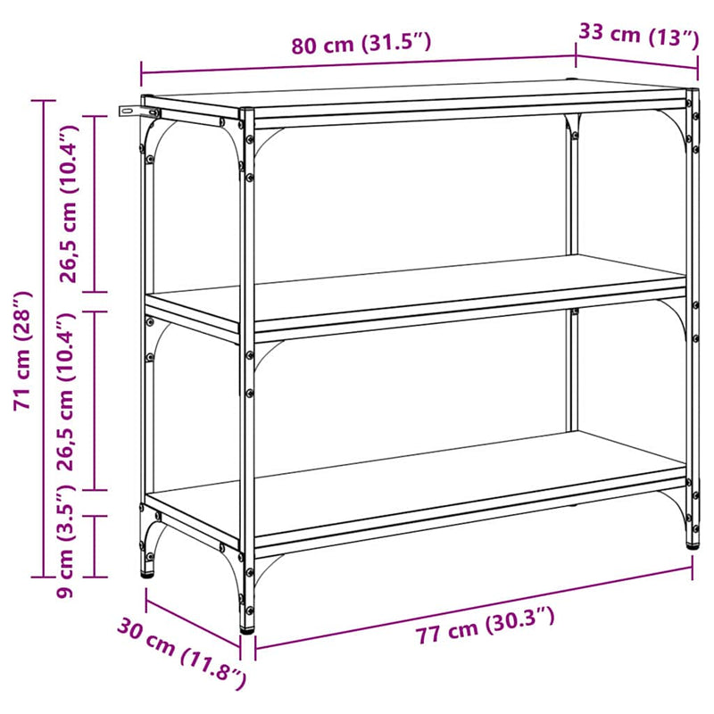 vidaXL Könyvespolc Öreg fa 80 x 33 x 70,5 cm Műszaki fa és vas