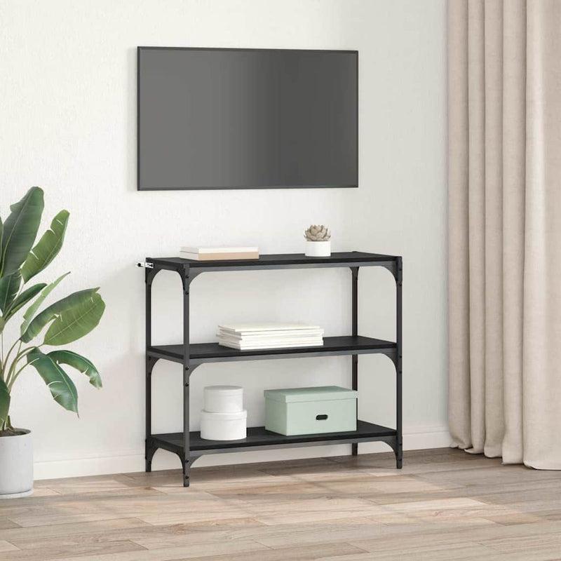 vidaXL Könyvespolc Fekete tölgy 80 x 33 x 70,5 cm Műszaki fa és vas