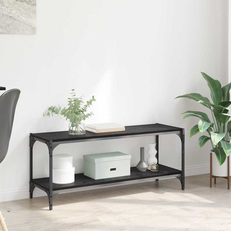 vidaXL TV szekrény Fekete tölgy 100x33x41cm Műszaki fa és vas