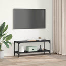 vidaXL TV szekrény Fekete tölgy 100x33x41cm Műszaki fa és vas