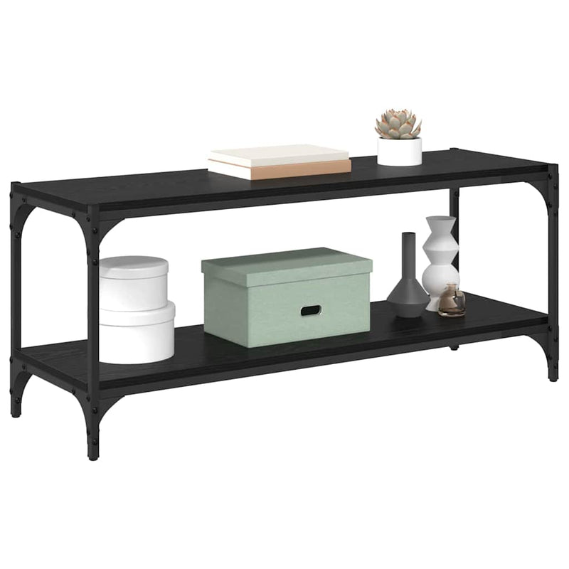 vidaXL TV szekrény Fekete tölgy 100x33x41cm Műszaki fa és vas