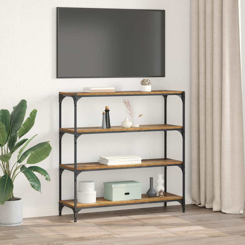 vidaXL Könyvespolc Öreg fa 100 x 33 x 100 cm Műszaki fa és vas