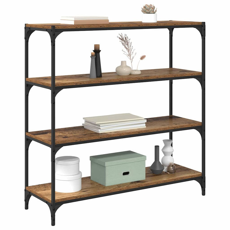 vidaXL Könyvespolc Öreg fa 100 x 33 x 100 cm Műszaki fa és vas