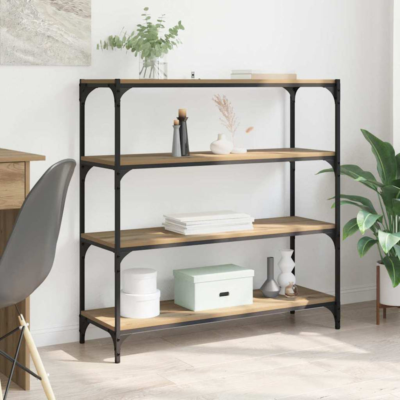 vidaXL Könyvespolc Artisan tölgy 100 x 33 x 100 cm Műszaki fa és vas