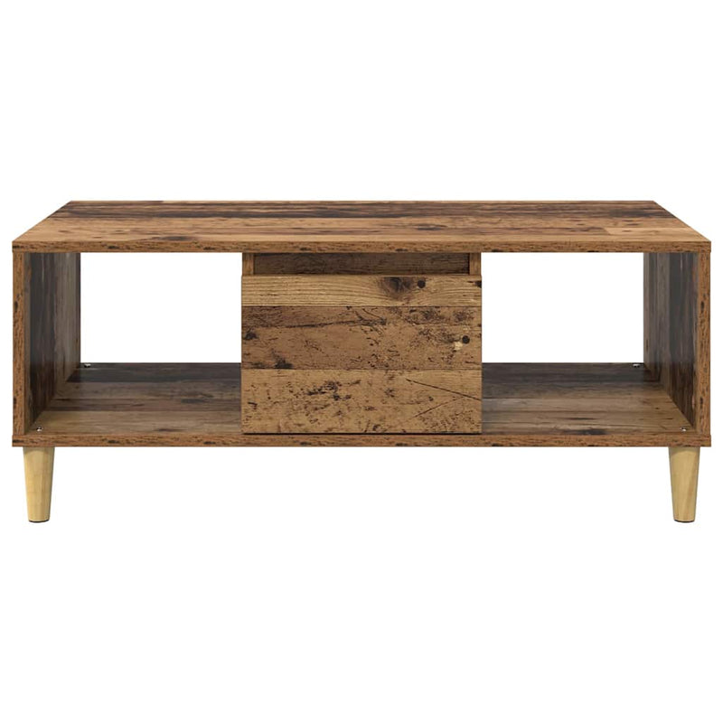 vidaXL Dohányzóasztal fiókkal Öreg fa 90 x 50 x 26.5 cm Faanyag