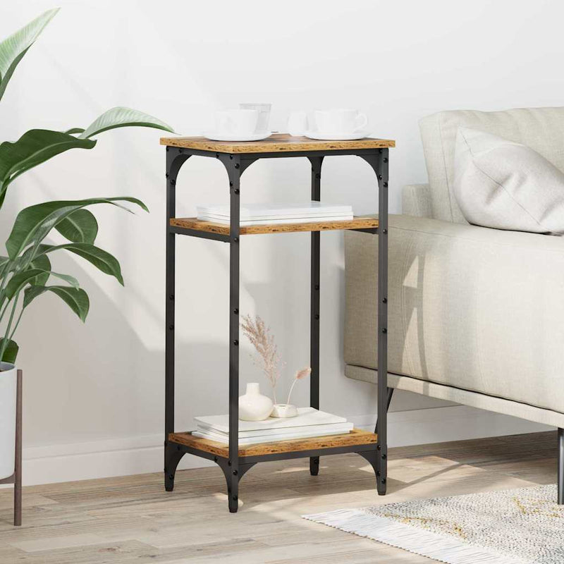 vidaXL Oldal asztal polcokkal Öreg fa 40 x 30 x 75 cm Faanyag