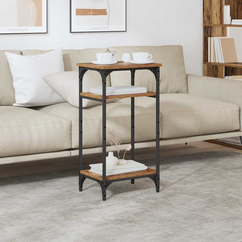 vidaXL Oldal asztal polcokkal Öreg fa 40 x 30 x 75 cm Faanyag