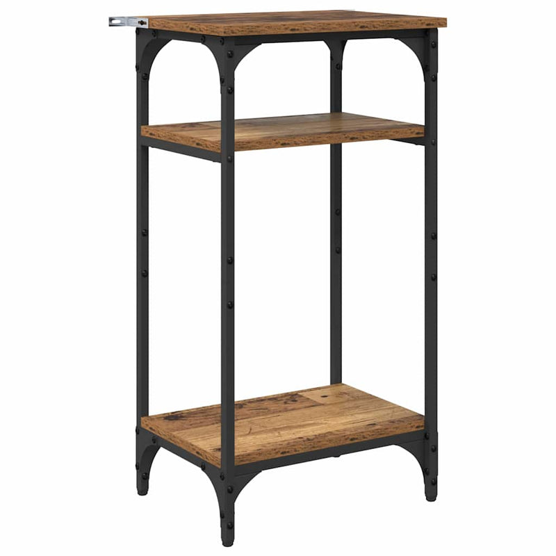vidaXL Oldal asztal polcokkal Öreg fa 40 x 30 x 75 cm Faanyag