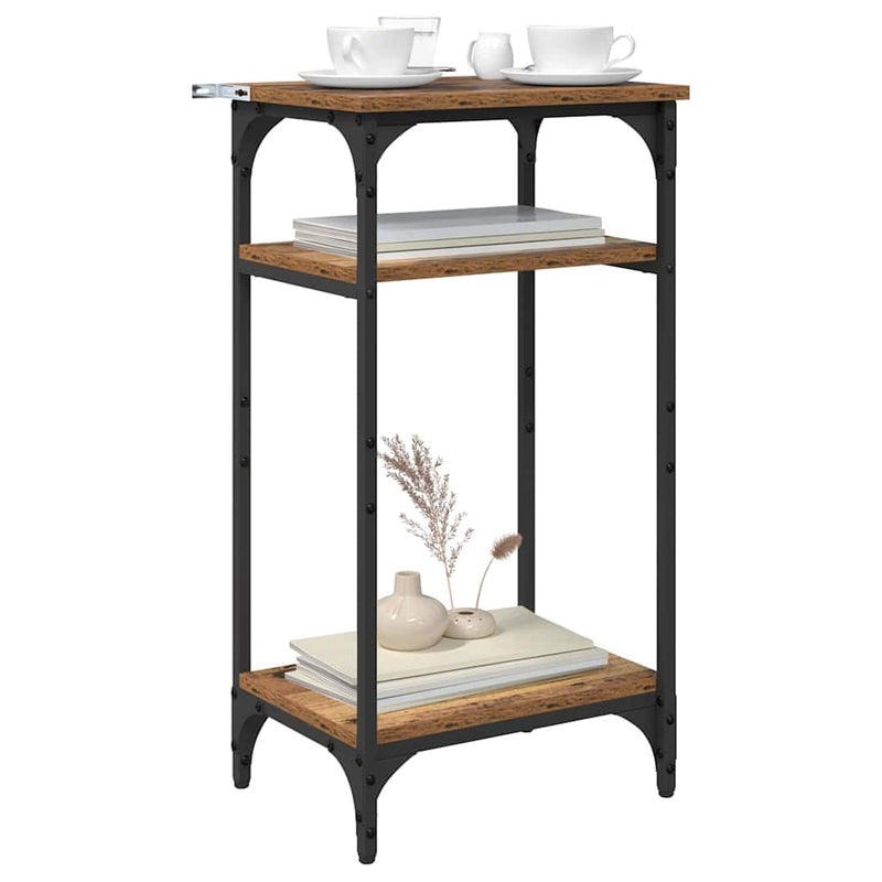 vidaXL Oldal asztal polcokkal Öreg fa 40 x 30 x 75 cm Faanyag