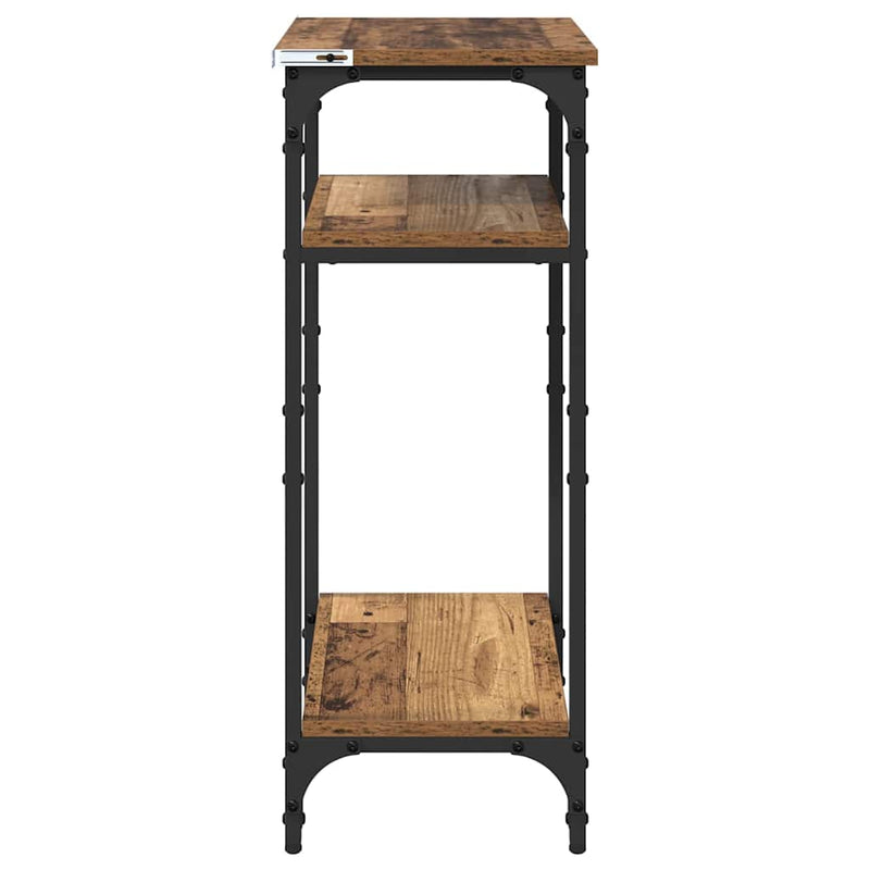 vidaXL Oldal asztal polcokkal Öreg fa 40 x 30 x 75 cm Faanyag