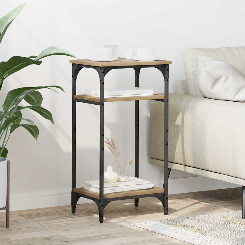 vidaXL Oldal asztal polcokkal Artisan tölgy 40 x 30 x 75 cm Faanyag