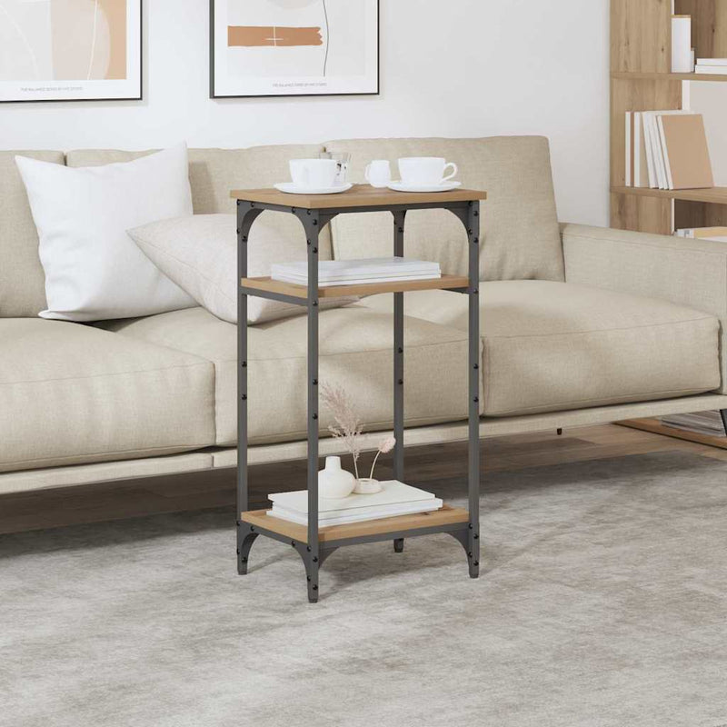 vidaXL Oldal asztal polcokkal Artisan tölgy 40 x 30 x 75 cm Faanyag