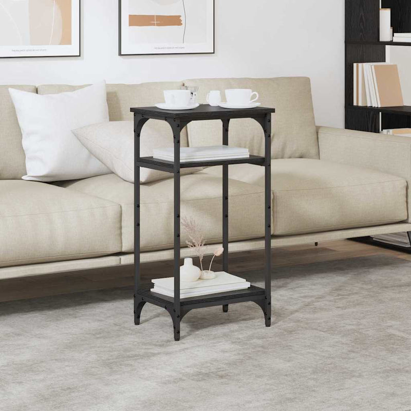 vidaXL Oldal asztal polcokkal Fekete tölgy 40 x 30 x 75 cm Faanyag