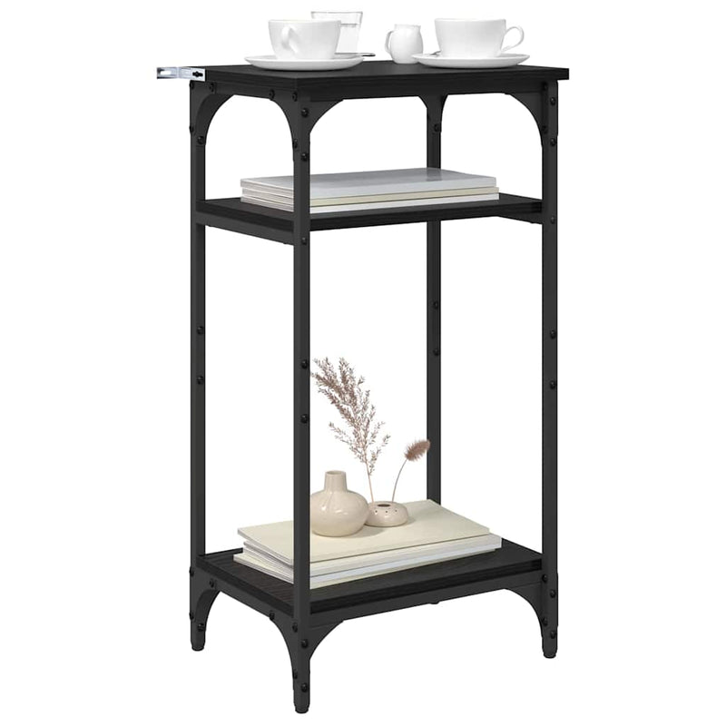 vidaXL Oldal asztal polcokkal Fekete tölgy 40 x 30 x 75 cm Faanyag