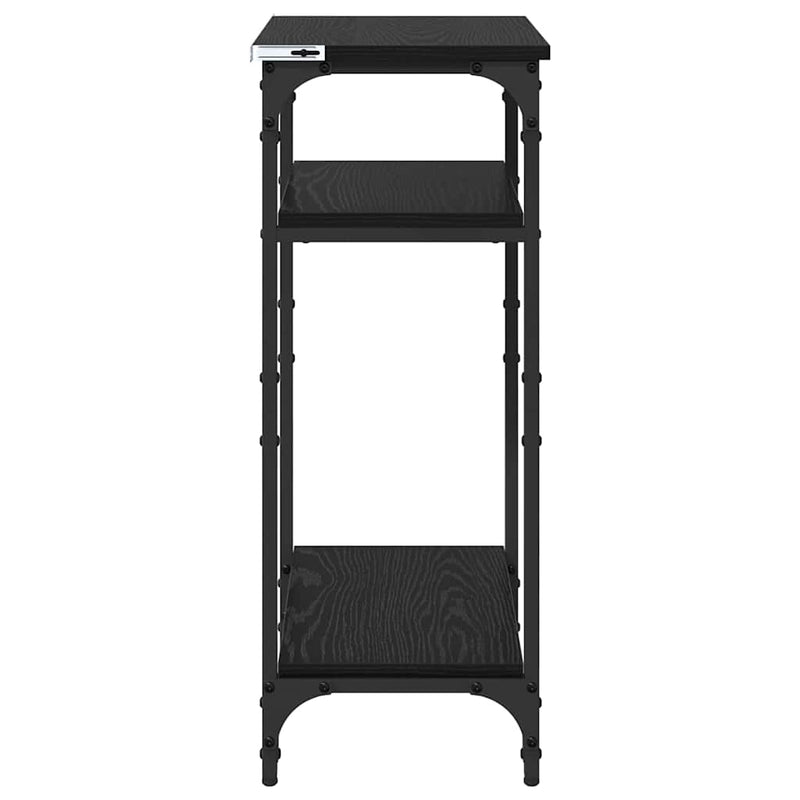 vidaXL Oldal asztal polcokkal Fekete tölgy 40 x 30 x 75 cm Faanyag
