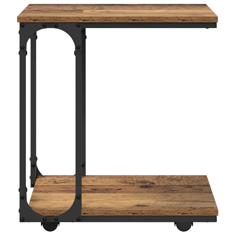 vidaXL Oldal asztal polcokkal Öreg fa 50 x 35 x 55.5 cm Faanyag